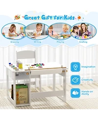 Gouun Kids Art Table and Chair Set with Paper Roll Holder and Paint Cups