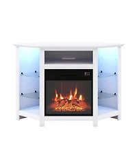 Gouun Corner Electric Fireplace Tv Stand with Led Lights and Smart App Control