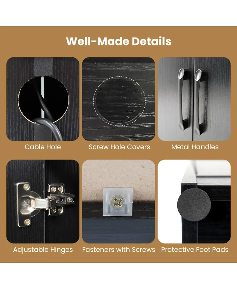 Gouun 77 in Led Entertainment Center with Power Outlets for TVs up to 85