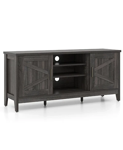 Gouun 54 in Farmhouse Entertainment Center with Barn Doors and Adjustable Shelving
