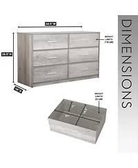 Flynama 5 Drawer Rustic Gray Dresser Easy Clean Cabinet for Home Office Home Furniture With Spacious Drawers Easy Assembly Durab