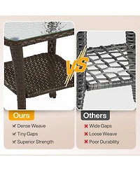 Tribesigns Outdoor Wicker Swivel Chairs, 3-Piece Outdoor Patio Furniture Set, Patio Bistro Sets with Tempered Glass Side Table