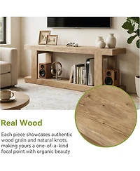 Tribesigns Solid Wood Tv Stand for Televisions up to , Media Entertainment Center with Diy Storage Space, Simple Tv Rack