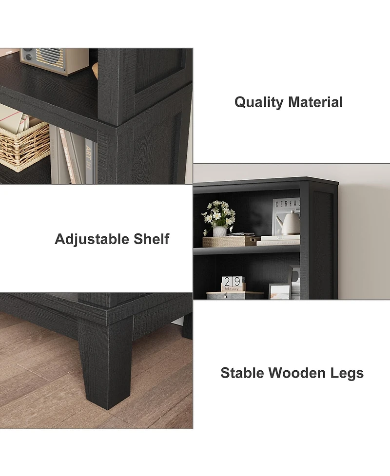 gaomon 71 in Tall Bookcase with Adjustable Shelves Tier Farmhouse Bookshelf with Wooden Legs