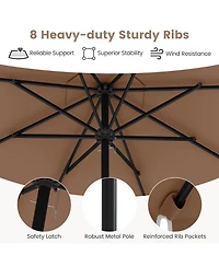 Sugift 9.3 ft Solar Patio Umbrella with Led Lights and Vented Top