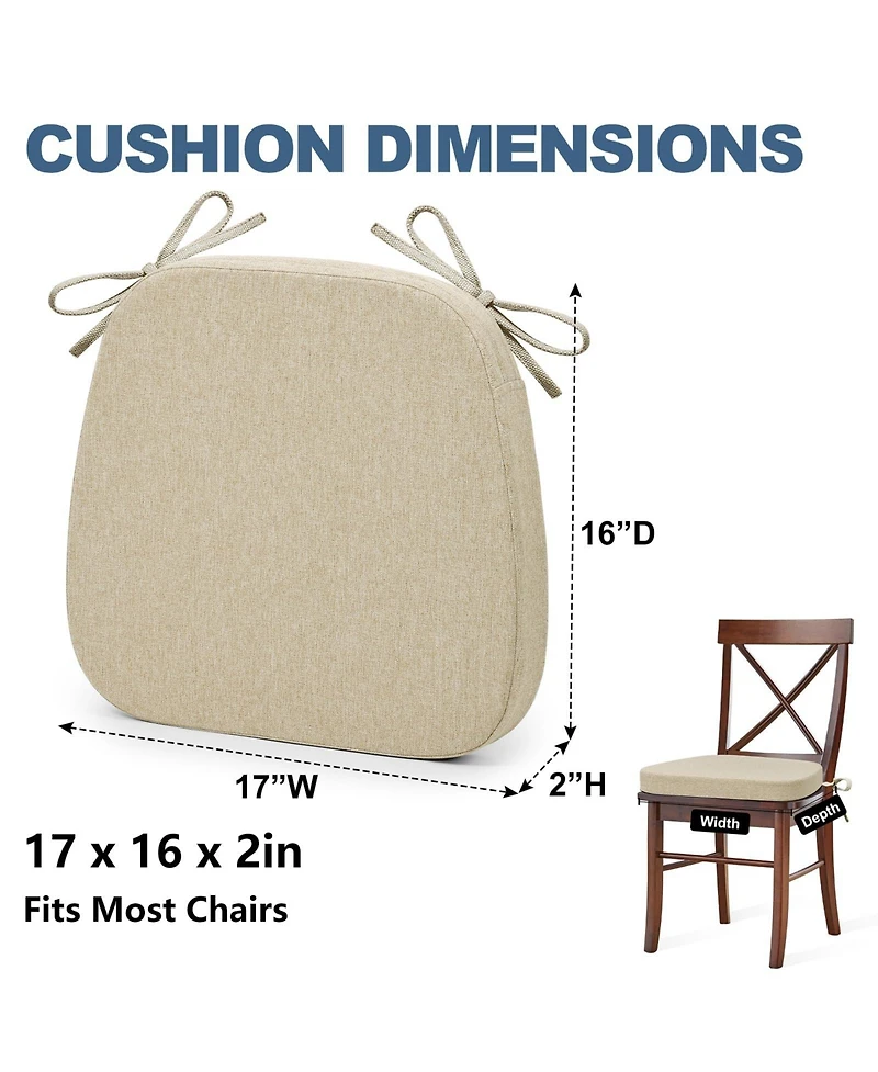 Gnuadz 4PC Kitchen Chair Cushions Non-slip Detachable Straps Machine Washable