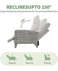gaomon Outdoor Wicker Recliner with Adjustable Backrest and Footrest