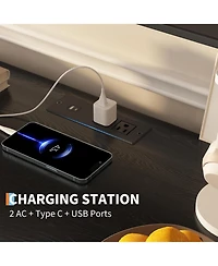 gaomon Tv Stands for Living Room, Mid Century Modern Entertainment Center with Storage and Led Lights, Tv Console for Tv up to 75 inch with Power