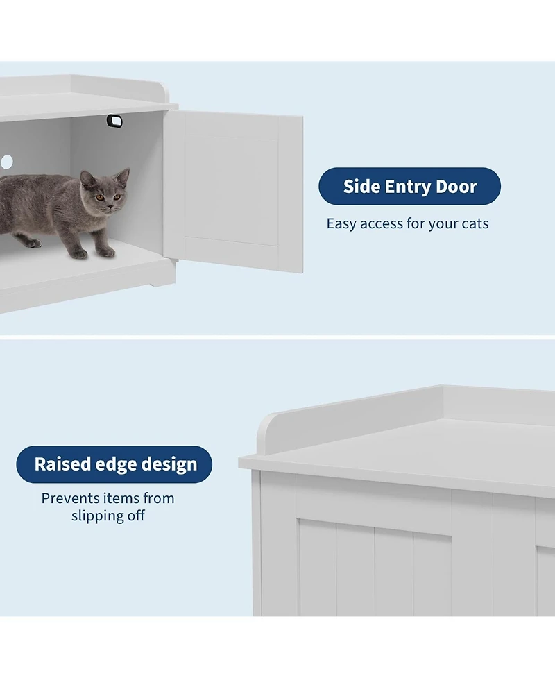 gaomon Cat Litter Box Enclosure Hidden Litter Box Cabinet with Wooden Barn Door, End Table Style Indoor Cat House Fits Most Litter Boxes