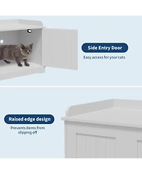 gaomon Cat Litter Box Enclosure Hidden Litter Box Cabinet with Wooden Barn Door, End Table Style Indoor Cat House Fits Most Litter Boxes
