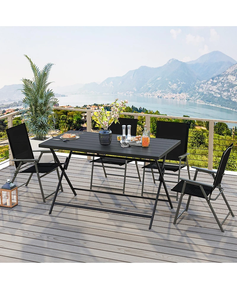 Gouun Foldable Rectangular Metal Patio Dining Table