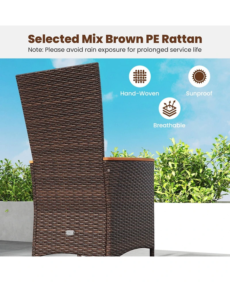 Gouun Set of 4 Wicker Patio Dining Chairs with High Backrest and Cushions