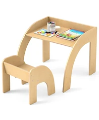 Gouun Kids Table and Chair Set with Wide Tabletop and Curved Edges