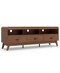 Gouun Mid-Century 59.5-Inch Tv Stand with Three Drawers and Open Shelves