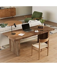 Tribesigns Solid Wood Executive Desk, 63" Farmhouse Office Computer Desk,Work Writing Table