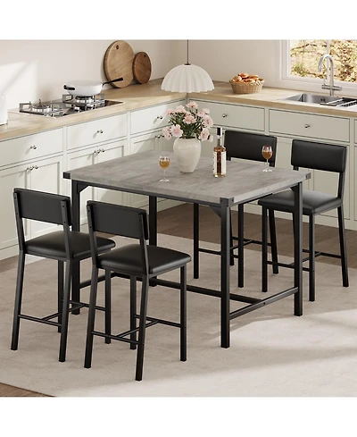 gaomon 5-Piece 4-Person Dining Table Set with Footrest