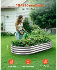 Gouun Galvanized Metal Raised Garden Bed, Outdoor Planter Box with Open Bottom Design