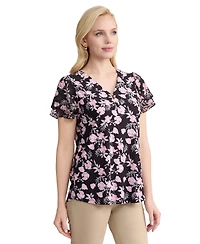 Jones New York Women's Flutter-Sleeve V-Neck Top