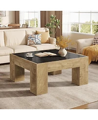 Tribesigns Square Coffee Tables for Living Room, 31.5'' Farmhouse Wooden Center Table with Sturdy Legs, Rustic Small Cocktail Tea Accent Furniture
