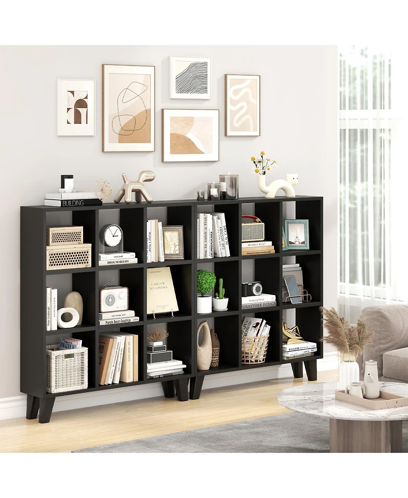 Gouun 9-Cube Bookcase with 6 Removable Shelves and Raised Support Feet