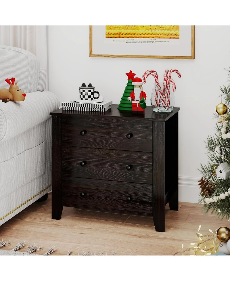 Sugift Wide Three Drawer Dresser Modern Storage Organizer