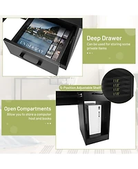 Gouun Laptop Table with Pull-Out Keyboard Tray, 5-Position Adjustable Shelf and Deep Drawer