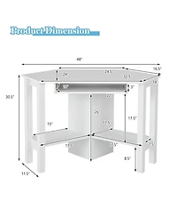 Gouun Corner Computer Desk with Keyboard Tray, 3 Storage Cupboards and Display Shelves