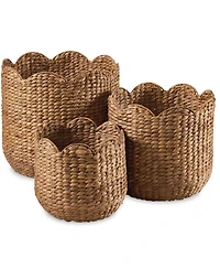 Best Choice Products Scalloped 3PC Water Hyacinth Nesting Baskets