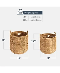Best Choice Products 2-Piece Round Nesting Baskets Handles, Handwoven Water Hyacinth, Storage Organizer