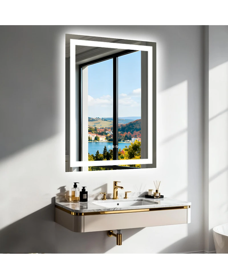 Luvodi 20" x 28" Led Bathroom Mirror with Built-In Speaker, Anti-Fog and Dimmable Backlit Lighting