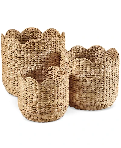 Best Choice Products Scalloped 3PC Water Hyacinth Nesting Baskets