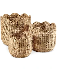 Best Choice Products Scalloped 3PC Water Hyacinth Nesting Baskets