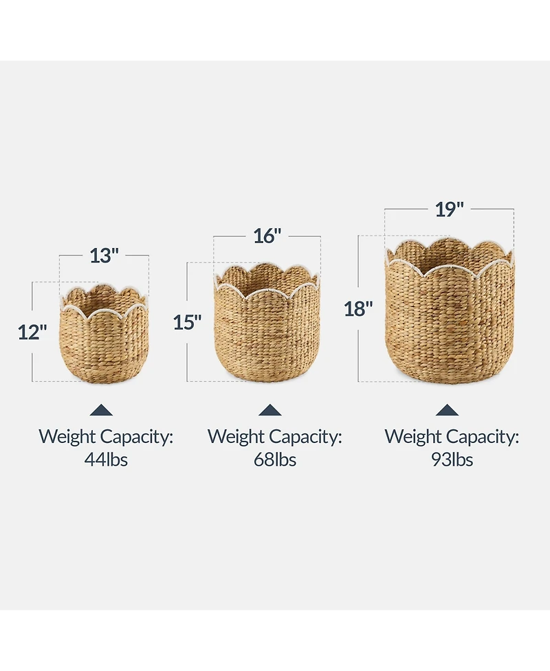 Best Choice Products Scalloped 3PC Water Hyacinth Nesting Baskets
