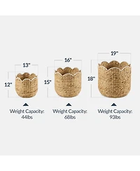 Best Choice Products Scalloped 3PC Water Hyacinth Nesting Baskets