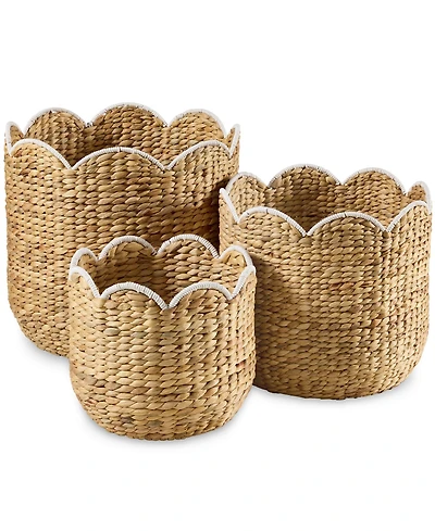 Best Choice Products Scalloped 3PC Water Hyacinth Nesting Baskets