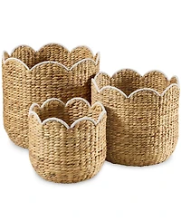 Best Choice Products Scalloped 3PC Water Hyacinth Nesting Baskets