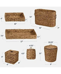 Best Choice Products 6-Pc Water Hyacinth Bathroom Storage Set, Includes Trays, Trash Bin, Toilet Paper Storage, Tissue Box Cover, Garbage Can
