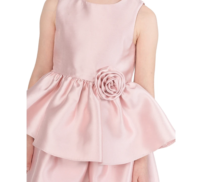 Rare Editions Little Girls' 2T-6X Mikado 2-Tier Dress with Rosette at Waist