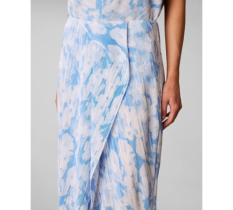 Calvin Klein Women's Printed Plisse Bias Seam Midi Skirt