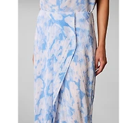 Calvin Klein Women's Printed Plisse Bias Seam Midi Skirt