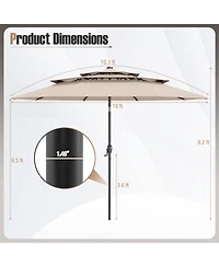 Sugift 10 ft Solar Patio Umbrella with Led Lights and Vented Top