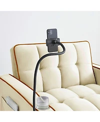 Rainsken Convertible Pull Out Sofa Bed, Modern Single Recliner with Adjustable Back, Usb Port, Ashtray and Rotating Phone Stand for Home Living Room