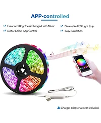 Rainsken Tv Stand with Fluted Tempered Glass Doors for TVs , Media Console Table with App-Controlled Led Light for Living Room