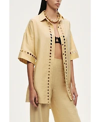 Nocturne Women's Belted Eyelet Detail Short-Sleeve Jacket