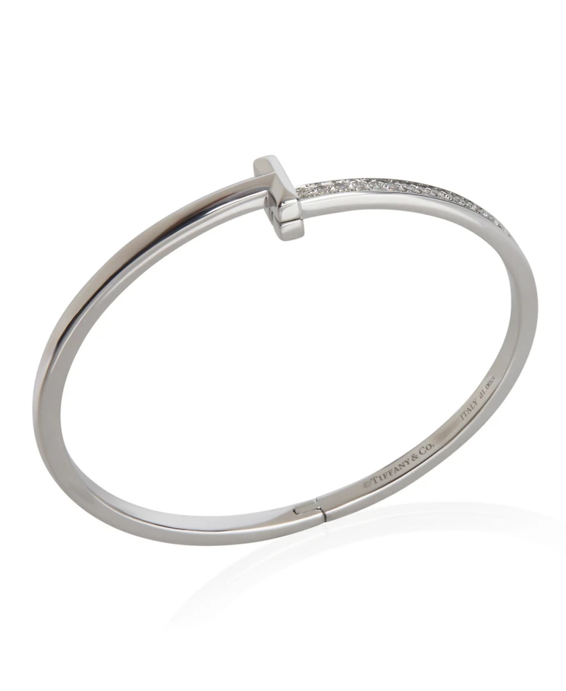 Pre-Owned Tiffany & Co White Gold Diamond Tiffany T T1 Narrow Hinged Bracelet