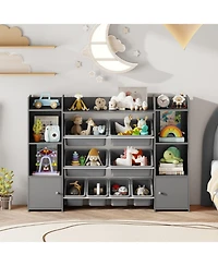 Gouun 56 in Large Toy Storage Organizer with 8 Removable Bins and Bookshelf