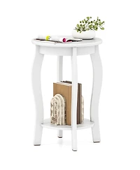 Sugift 15 Inch 2-Tier Round End Table with Storage Shelf