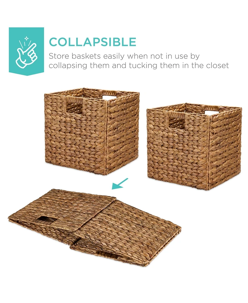 Best Choice Products 12x12in Hyacinth Baskets, Set of 5 Multipurpose Collapsible Organizers w/ Inserts