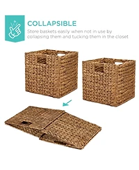 Best Choice Products 12x12in Hyacinth Baskets, Set of 5 Multipurpose Collapsible Organizers w/ Inserts