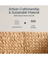 Best Choice Products Set of 3 Hyacinth Angled Pantry Storage Baskets with Handles, Chalkboard & Marker